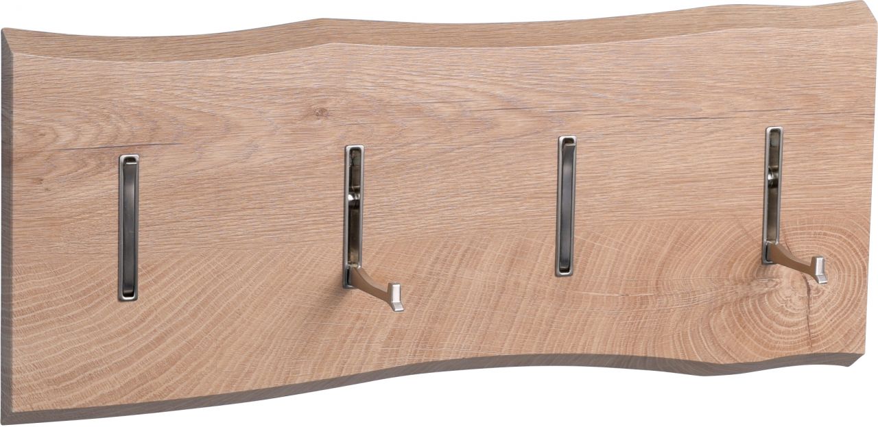 Fun Moebel Garderobe ADAM 60x25x2,3 cm inkl. 4 Haken Baumkante Dekor Eiche