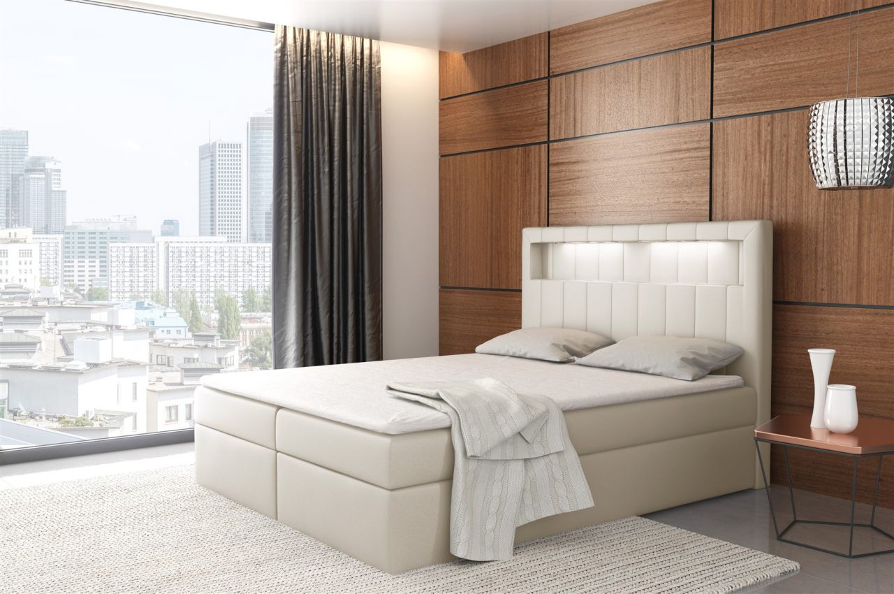 Boxspringbett Schlafzimmerbett STORM 200x200cm inkl.LED