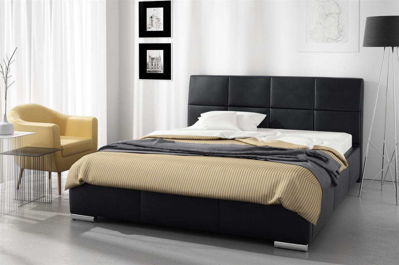 Polsterbett Doppelbett HANNES Komplettset Kunstleder Schwarz 140x200cm