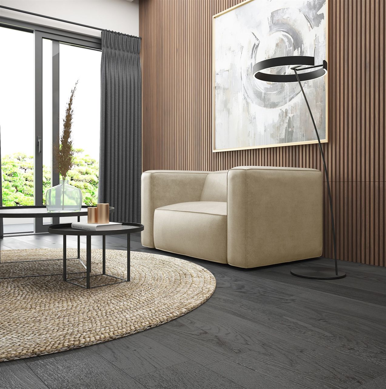 Sessel ersessel HELMER in Stoff Pola Beige