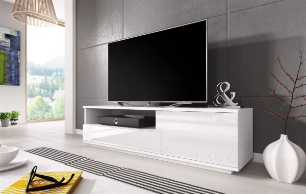 TV Board Lowboard ZUMA Weiss Hochglanz 138cm