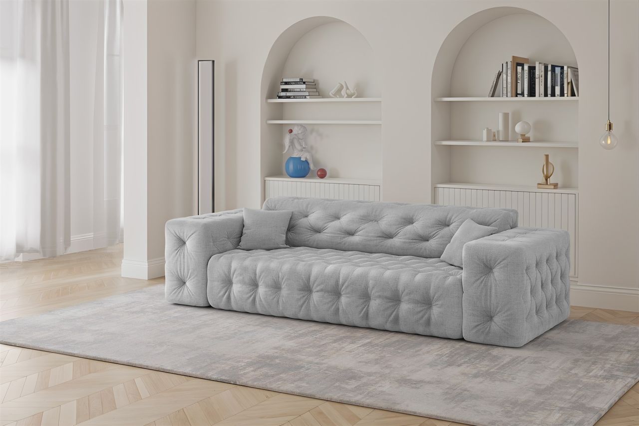 Sofa ersofa CHANTAL 3-Sitzer in Stoff Moly Hellgrau