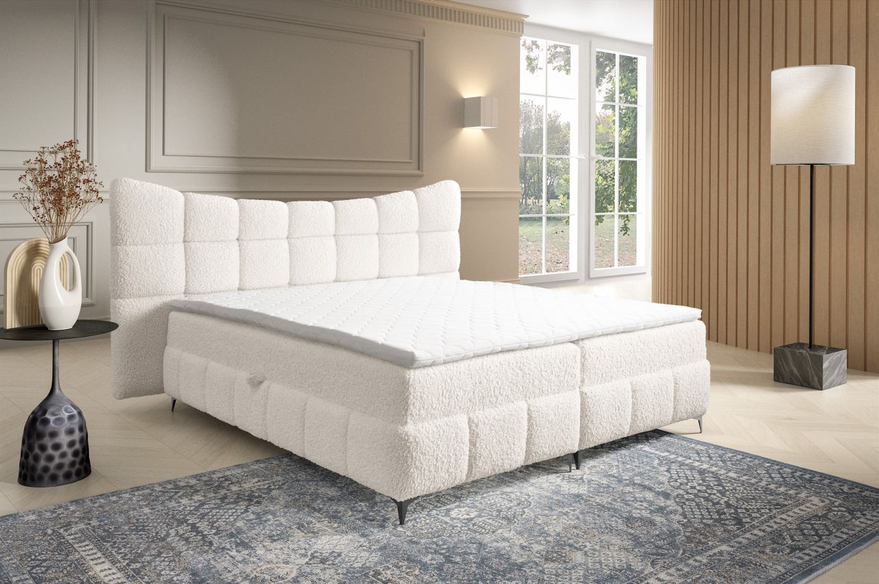 Boxspringbett Bett Schlafzimmerbett NOVA 180x200cm Stoff Rolf Creme