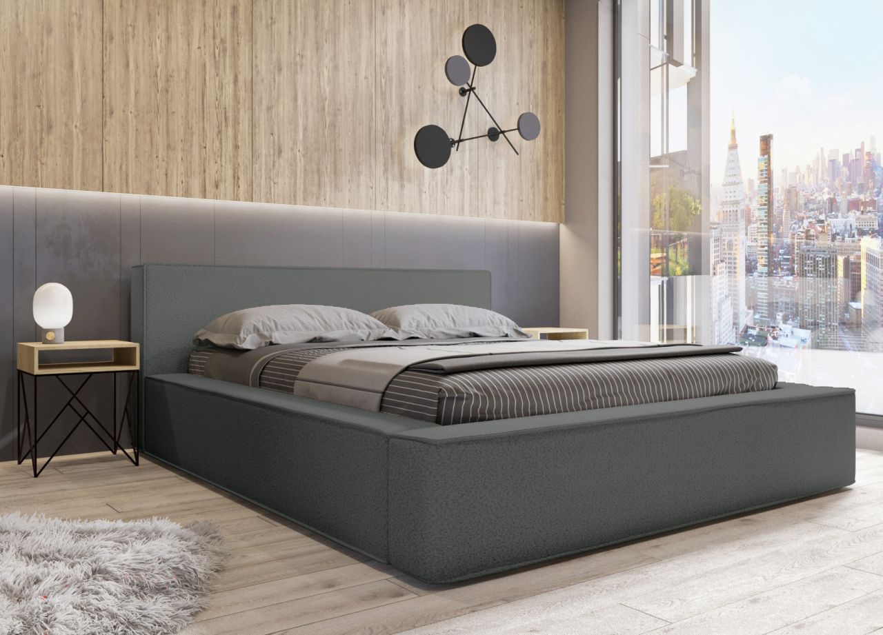 Polsterbett Doppelbett OMAHA 160x200cm in Stoff Now or Never Anthrazit