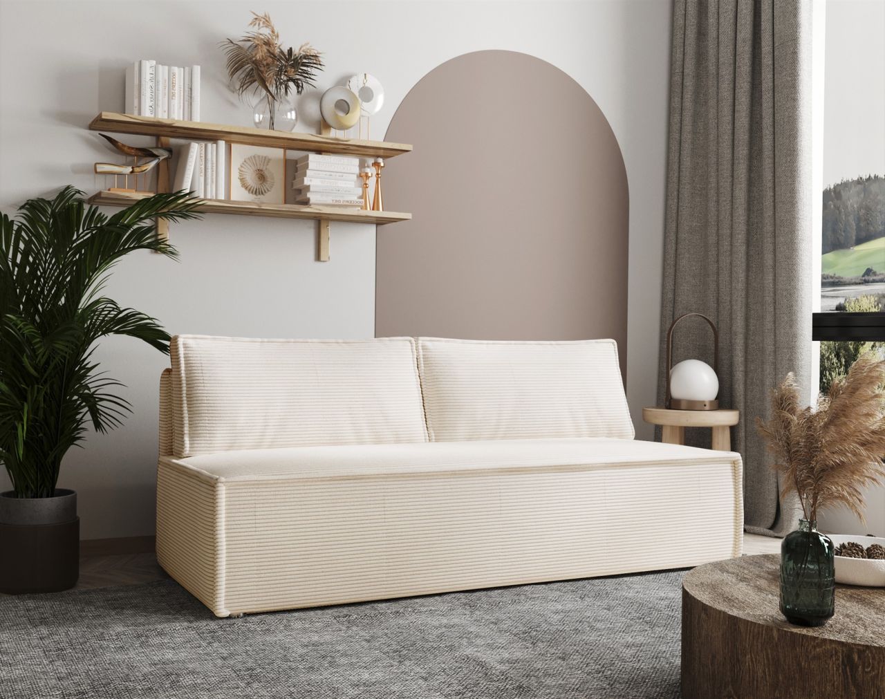 Sofa ersofa EMMA 3-Sitzer mit Schlaffunktion in Stoff Zoom Creme