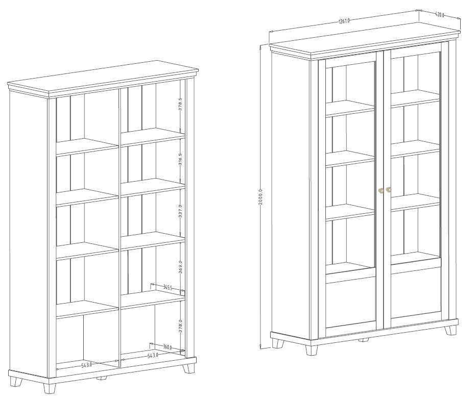 Vitrine HOME 126x200 cm inkl.LED Beleuchtung Grün Eiche Lefkas