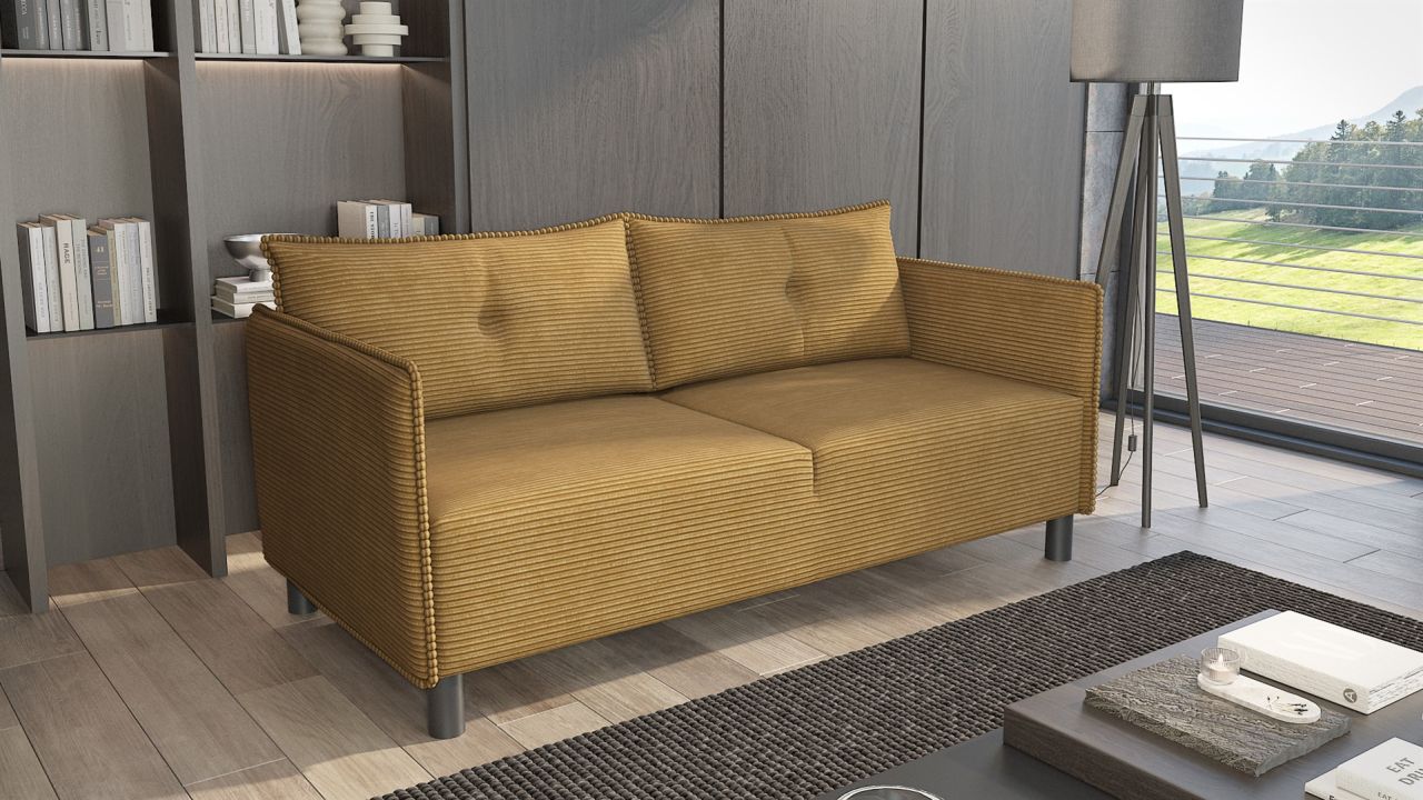 Sofa 3-er ersofa DECLAN in Stoff Lincoln Honiggelb