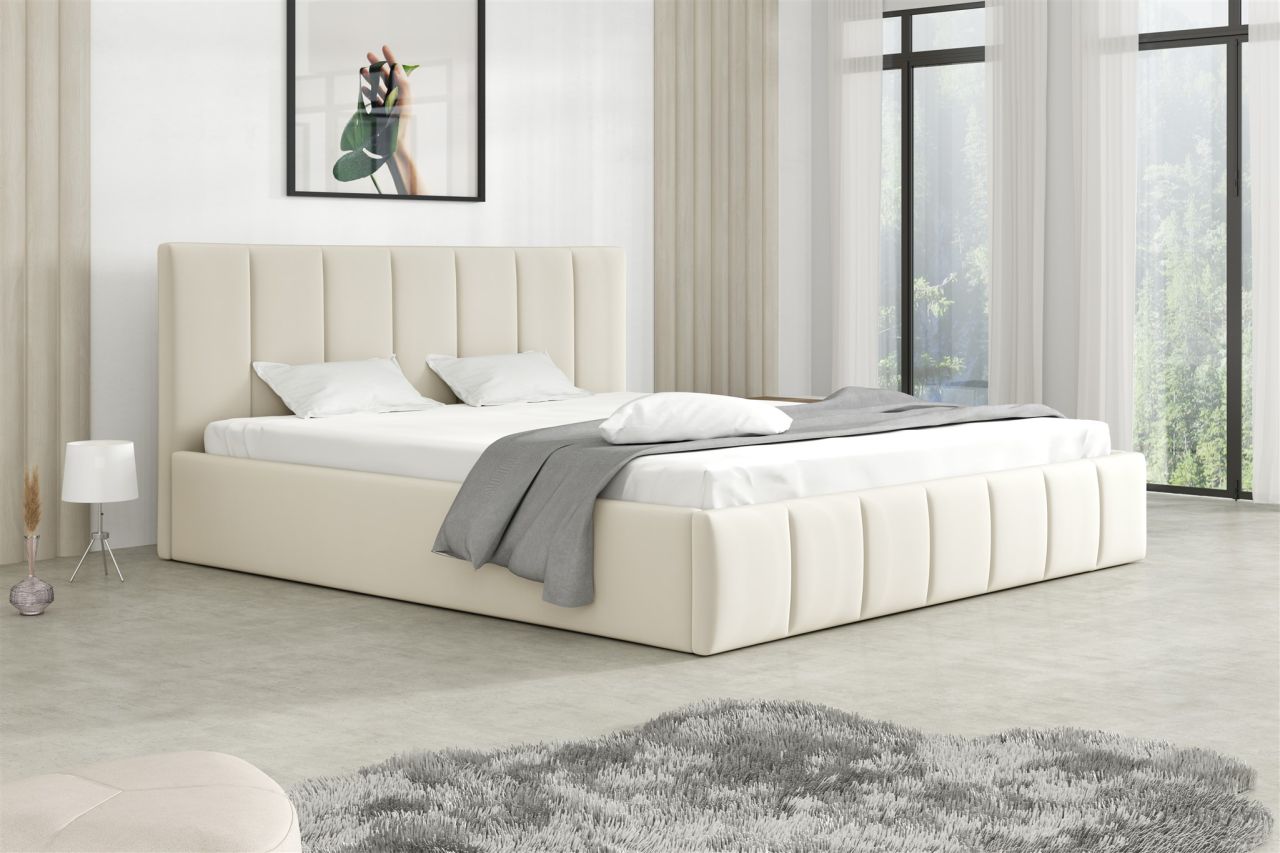 Polsterbett Doppelbett DETROIT 120x200cm Stoff Magic Velvet Creme