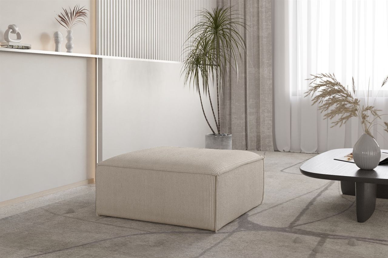Polsterhocker erhocker CELES PREMIUM 105x105 cm in Stoff Scala Hellbeige