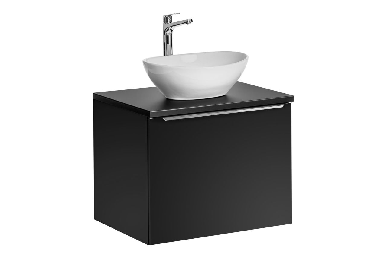 Waschtischunterschrank 60cm AKAN Schwarz matt Variante A inkl. Waschtisch