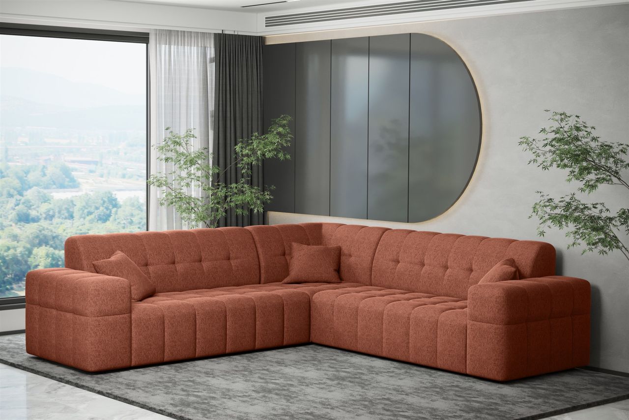 Ecksofa ersofa NANCY in Stoff Neve Rostbraun Seite Universal