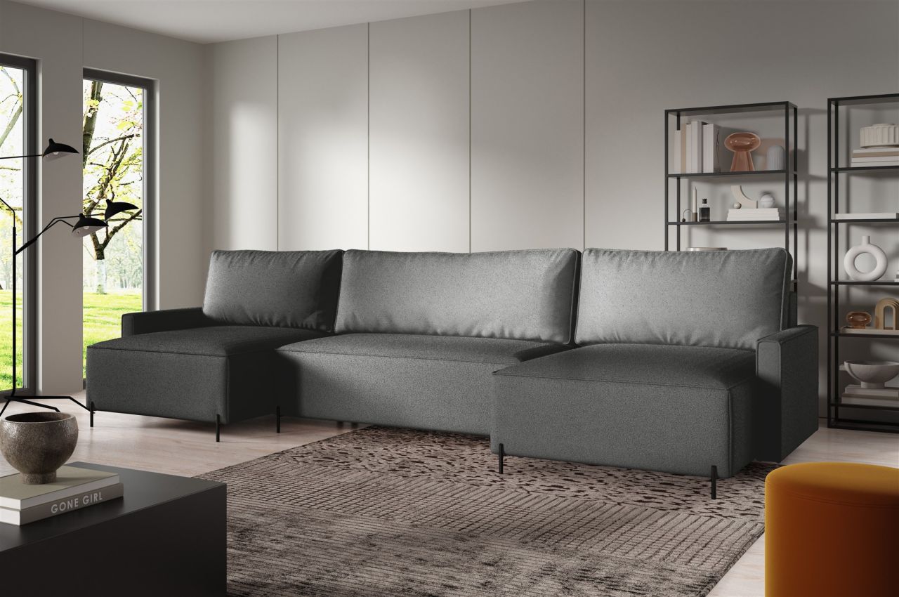 Wohnlandschaft mit Schlaffunktion BRAGA Sofa U-Form Stoff Now or Never Dunkel...