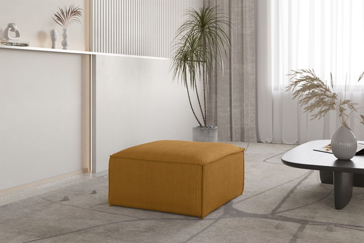 Polsterhocker erhocker CELES PREMIUM 65x65 cm in Stoff Scala Senfgelb