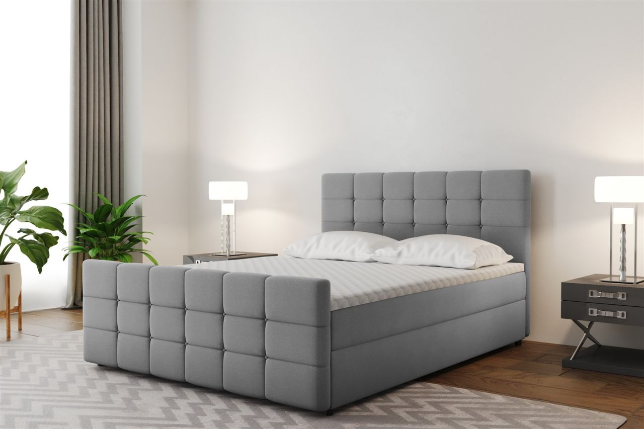 OUTLET Boxspringbett Schlafzimmerbett SENON 120x200cm in Stoff Soro Dunkelgrau