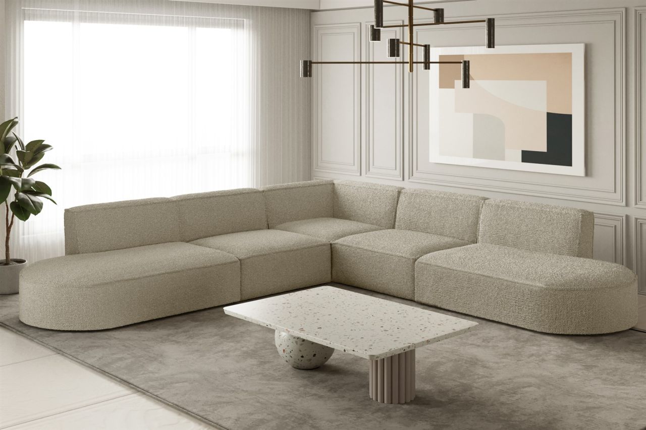 Ecksofa ersofa PALMA Stoff Ascot Champagne Universal