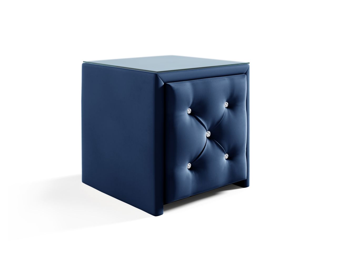 Nachttisch Nachtkonsole SEVRA 50x50cm in Stoff Elisa Velvet Blau