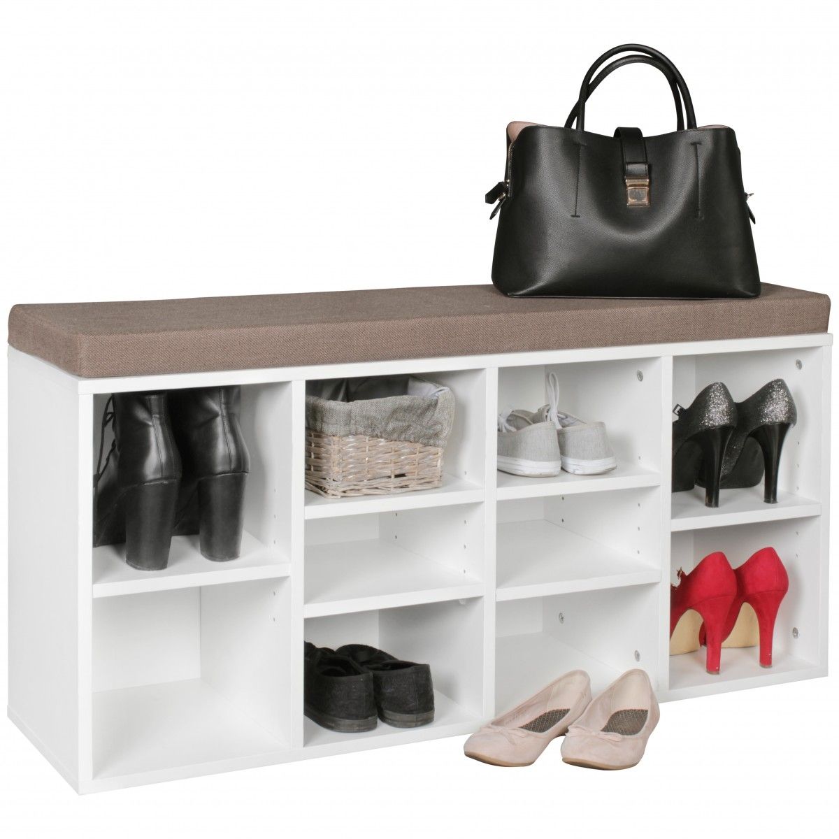 Schuhbank Sitzbank mit Sitzauflage DOLIS Weiss 103x30 cm