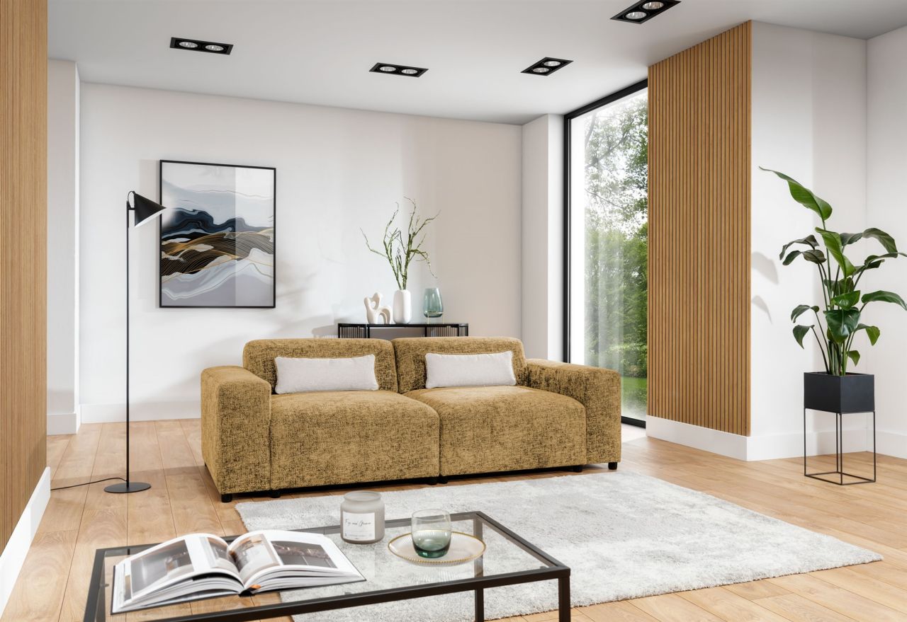 Sofa ersofa ROMY 2-Sitzer in Stoff Enjoy Me Honiggelb