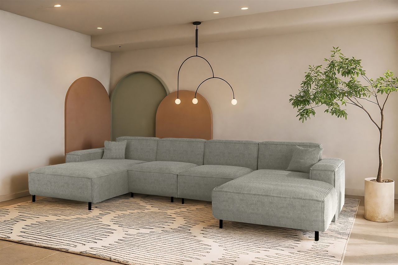 Wohnlandschaft Sofa U-Form GLORIA in Stoff Scala Grau