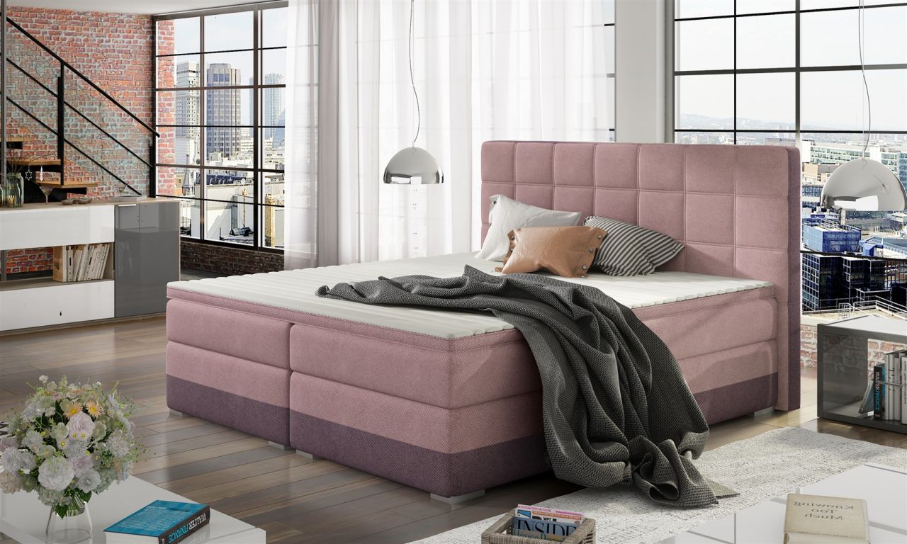 Boxspringbett Bett PRATO Webstoff Violett/ Rosa 120x200cm