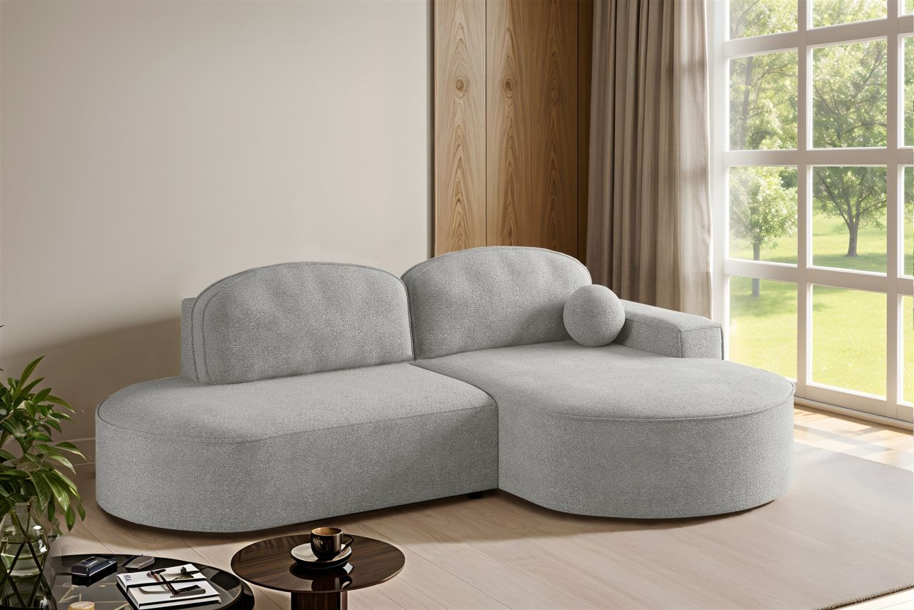 Ecksofa Schlafsofa Sofa GIRONA Stoff Arena Grau Ottomane Rechts