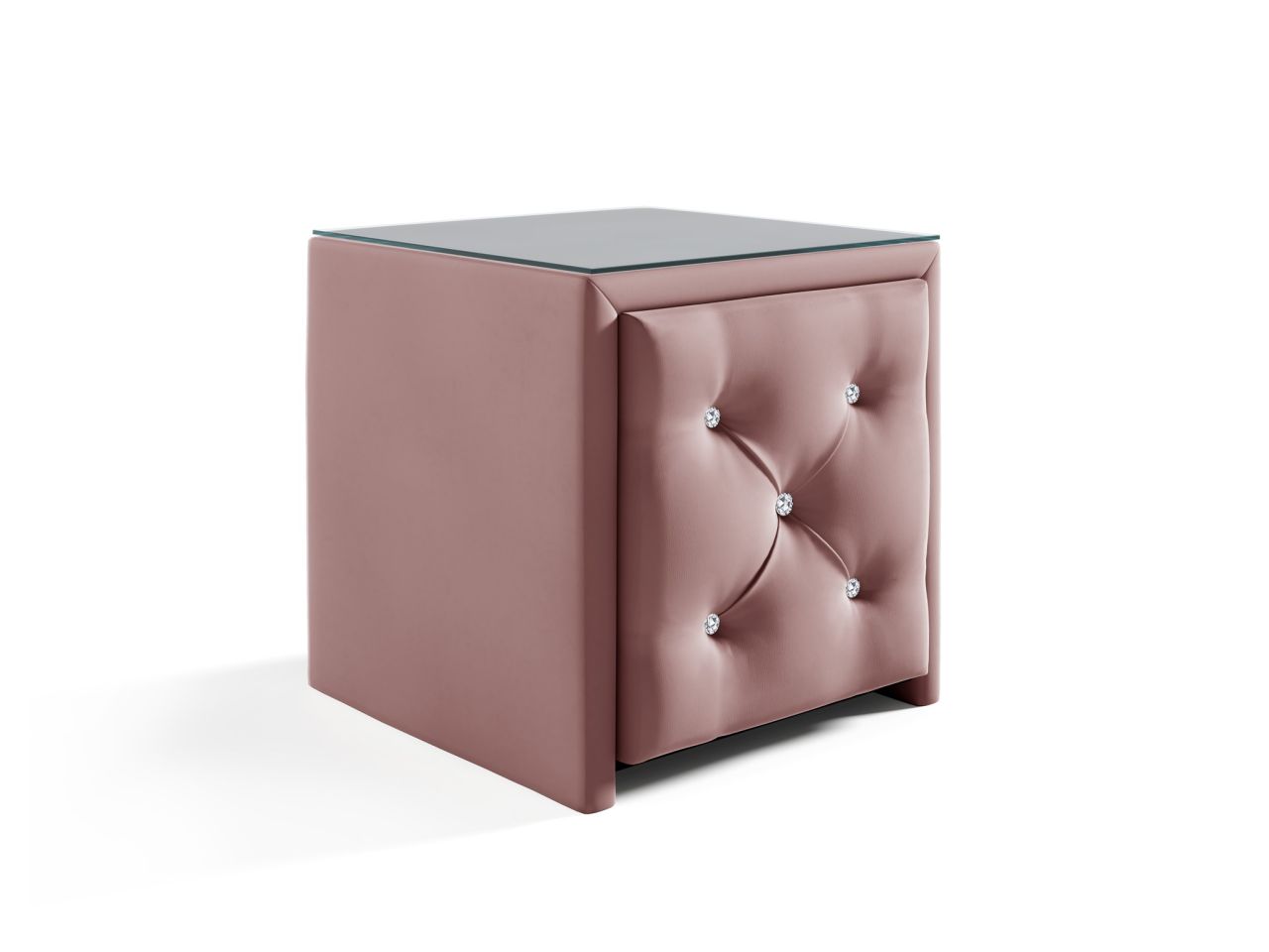 Nachttisch Nachtkonsole SEVRA 50x50cm in Stoff Elisa Velvet Altrosa