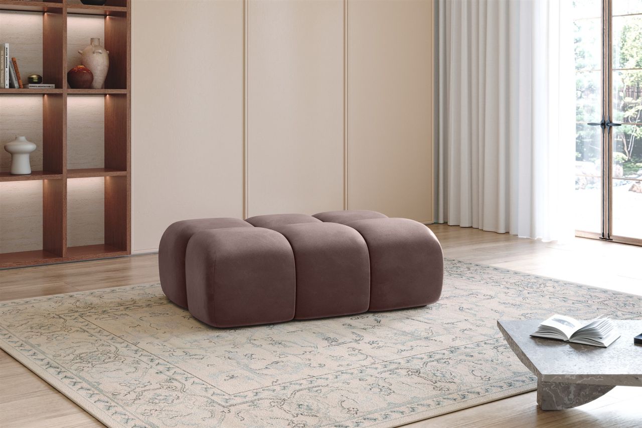 Polsterhocker erhocker DARCY 128x85 cm in Stoff Salvador Braun