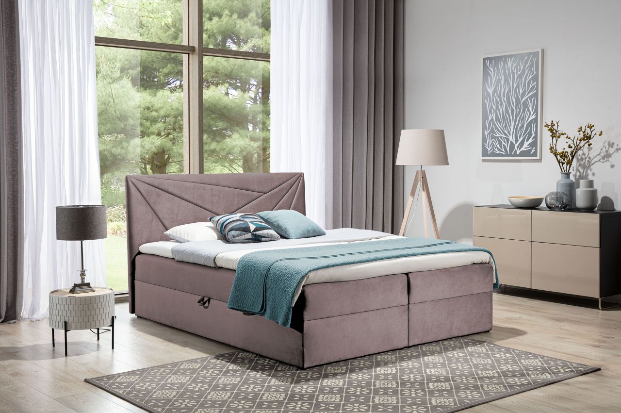 Boxspringbett Schlafzimmerbett CARLITA 160x200cm Altrosa
