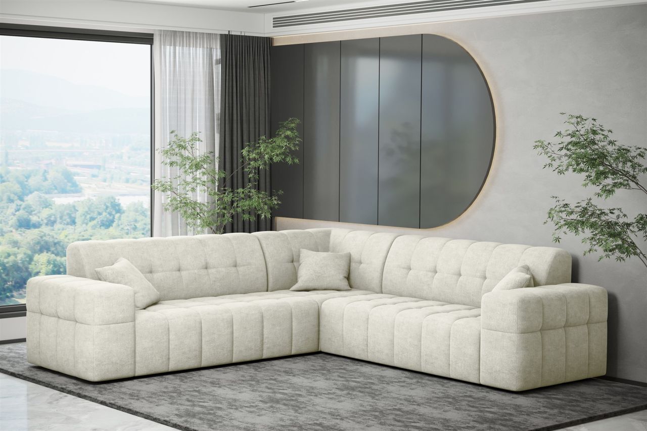 Ecksofa ersofa NANCY in Stoff Perfekt Harmony Pearl Seite Universal