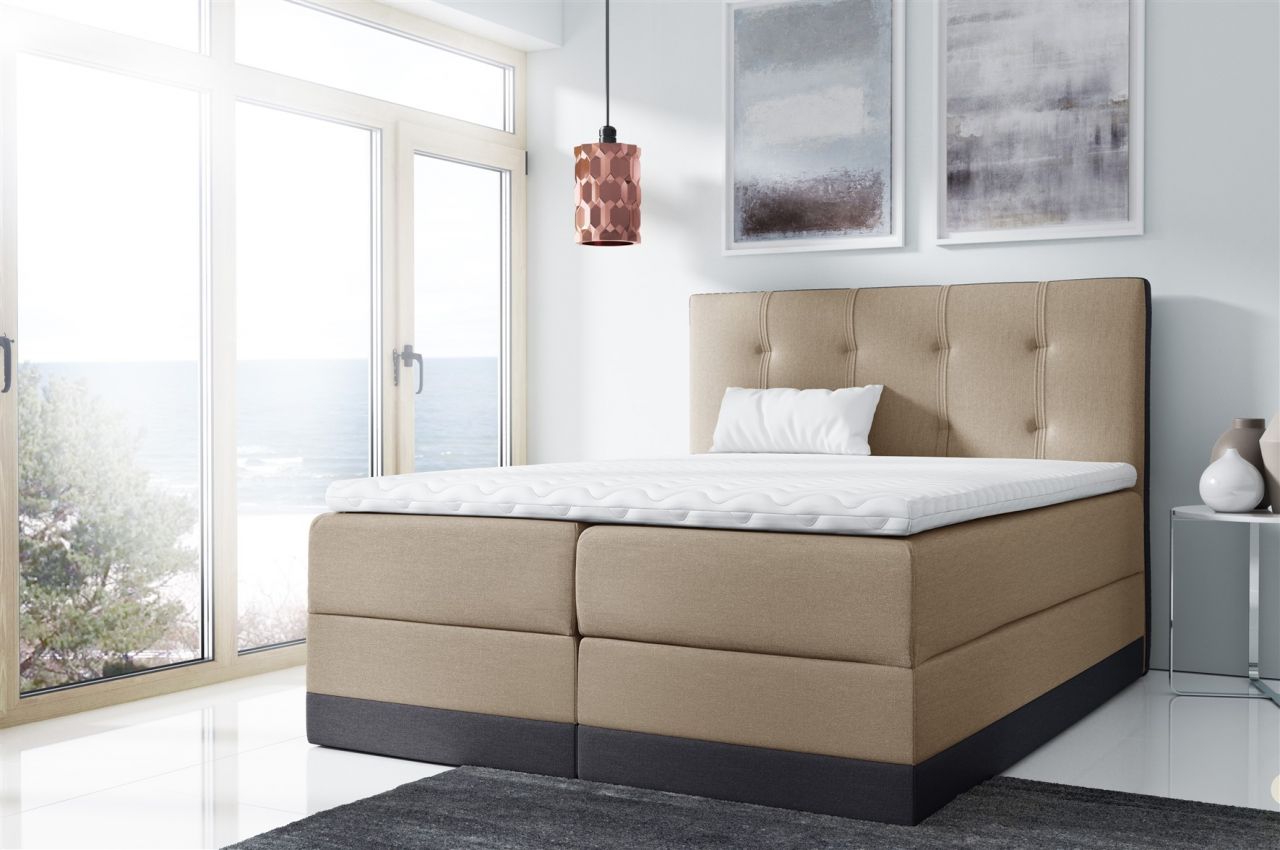 Boxspringbett Schlafzimmerbett BALEA 160x200cm Cappuccino-Grau
