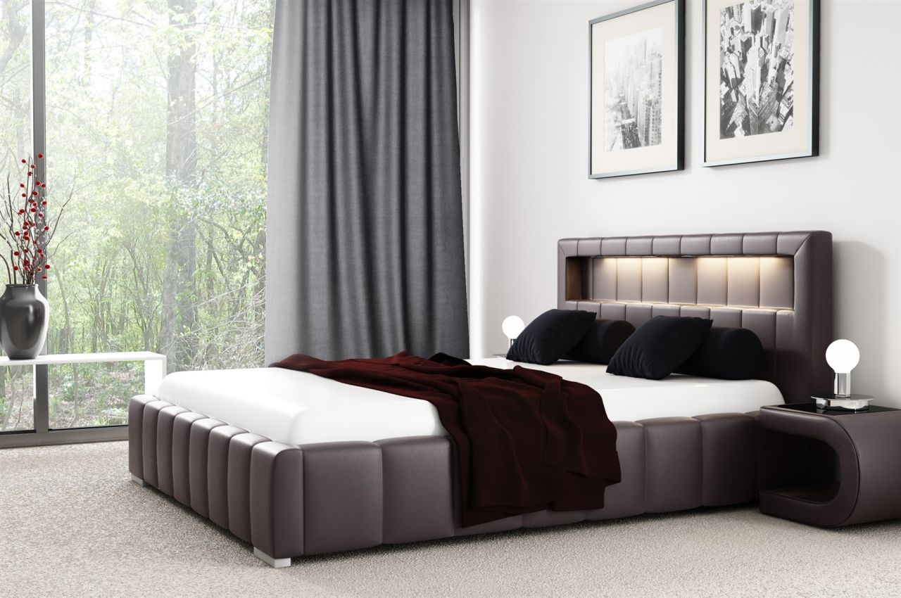 Polsterbett Bett LAUGE Standart Set 140x200cm inkl.LED in div. Farbvarianten