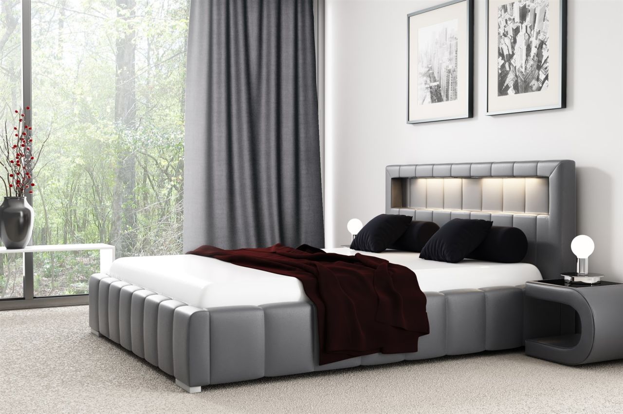 Polsterbett Bett LAUGE Standart Set 120x200cm inkl.LED in div. Farbvarianten
