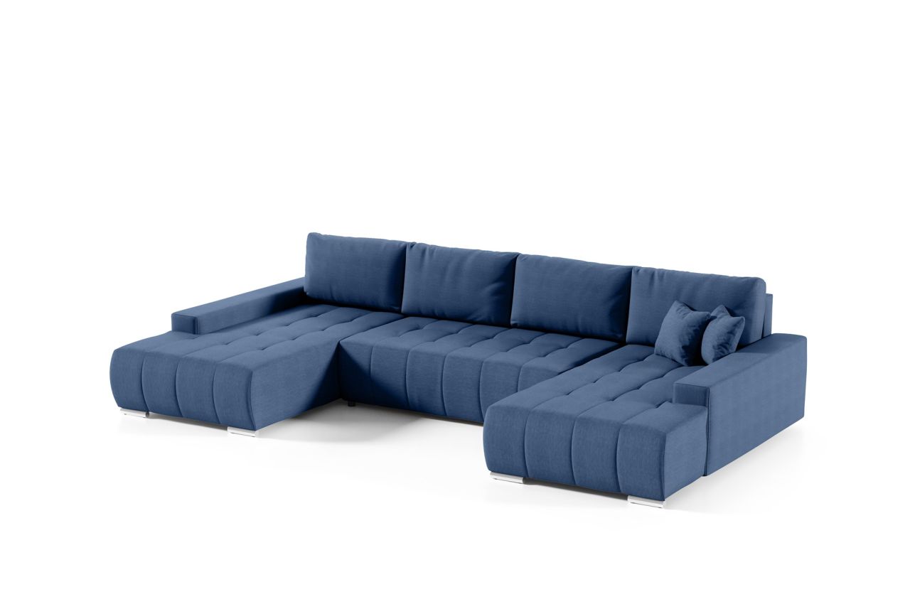 Wohnlandschaft Sofa mit Schlaffunktion VOGAR Stoff Aulla Blau