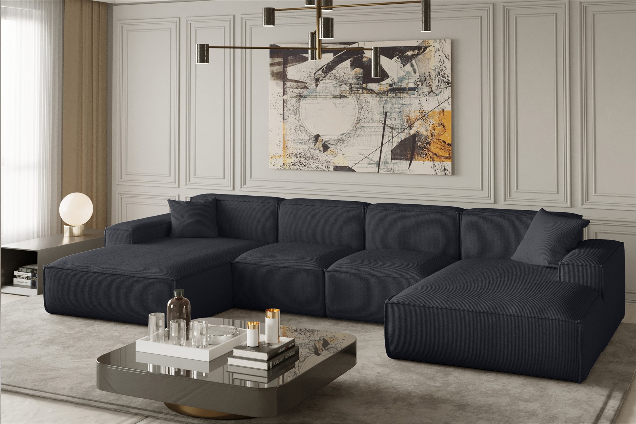 Wohnlandschaft U-Form CELES XS in Stoff Scala Schwarz ...