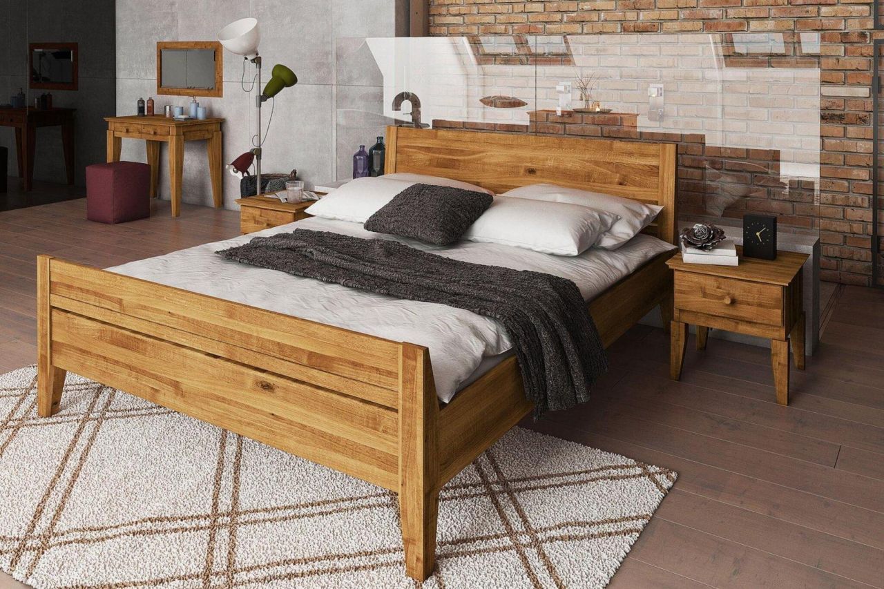 Schlafzimmerbett Bett Massivholzbett LENNES Nr.8 Eiche 120x200 cm