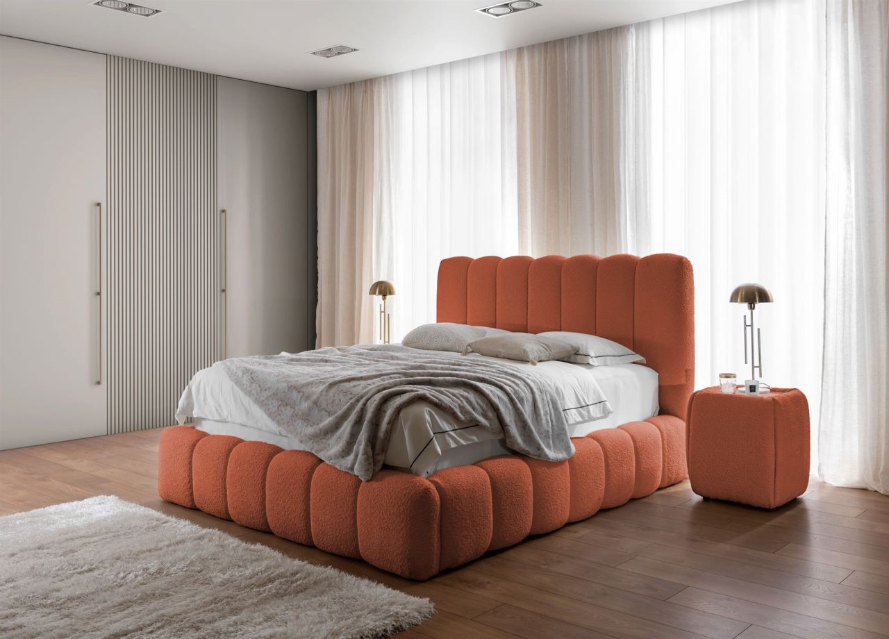 Polsterbett Doppelbett Set.4 CARSON 180x200cm Stoff Catch Me Rostbraun
