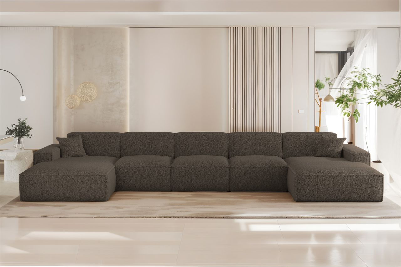 Wohnlandschaft Sofa U-Form CELES PREMIUM XL in Stoff Sven Braun