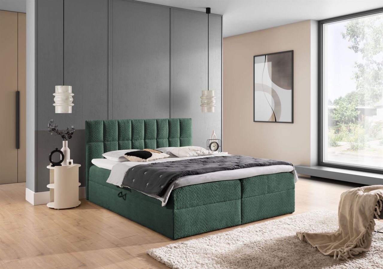 Boxspringbett Schlafzimmerbett DOMINGA 120x200cm Stoff Coral Meeresgrün