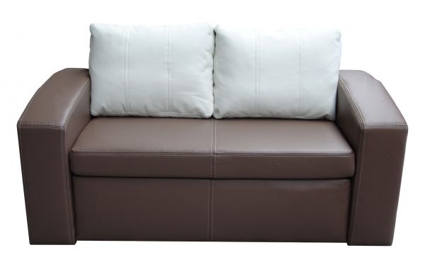 Schlafsofa Sofa SIMONE mit Schlaffunktion Kunstleder Braun/ Weiss