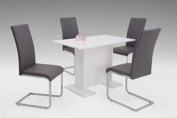 Tischgruppe MARLIS 5-teilige Essgruppe - Weiss / Grau