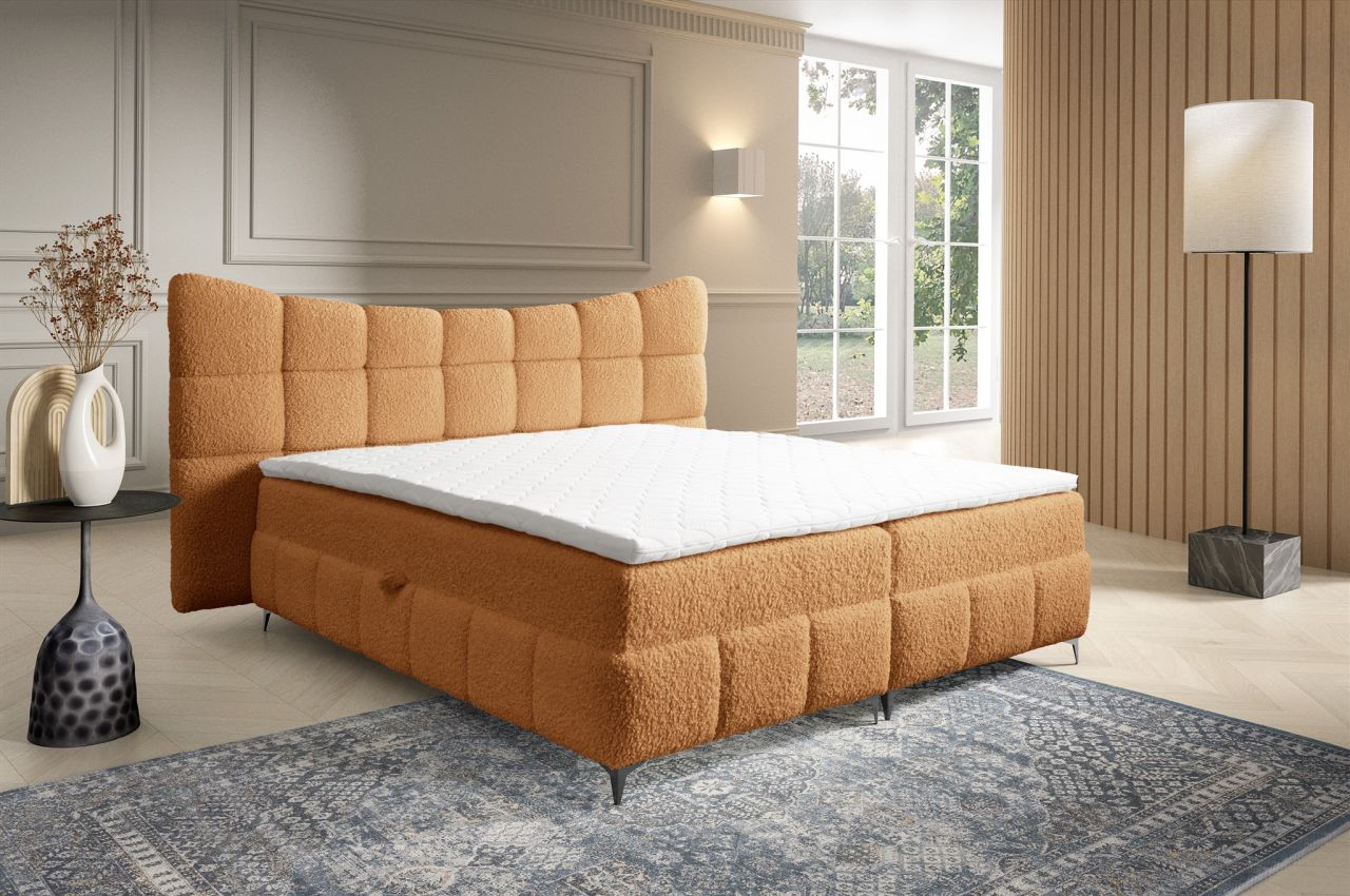 Boxspringbett Bett Schlafzimmerbett NOVA 120x200cm Stoff Rolf Honiggelb