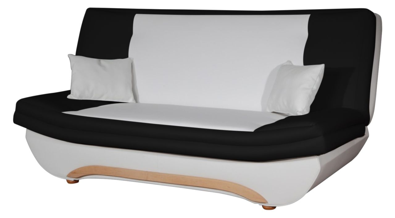 Klick-klack-Sofa Schlafsofa GIANA in Kunstleder Weiss-Schwarz