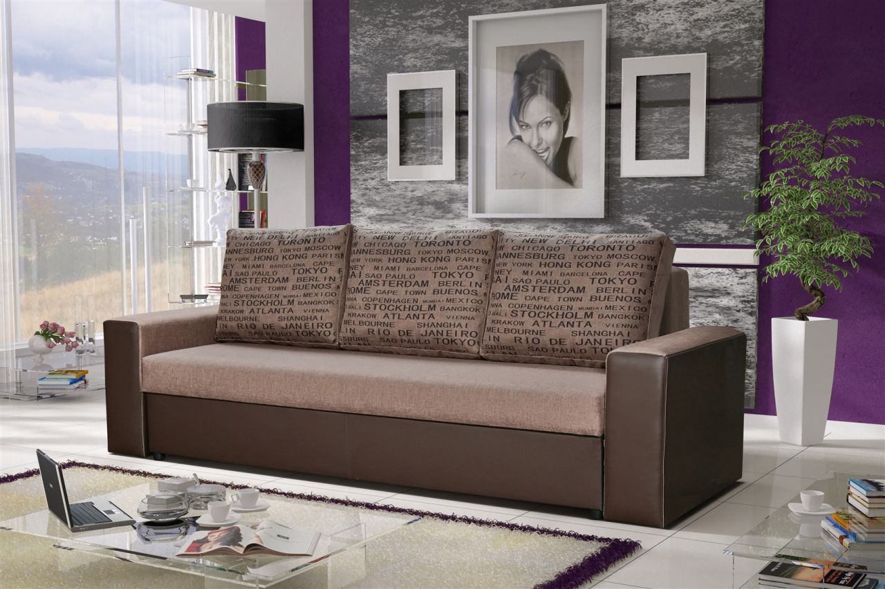 Sofa ersofa LEEDS 3-Sitzer mit Schlaffunktion Braun