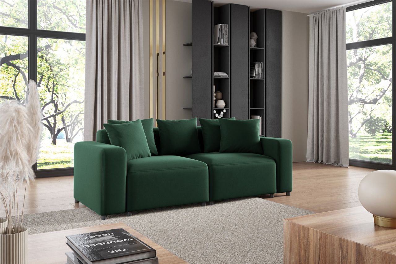 Sofa ersofa MEGAN 2-Sitzer in Stoff Salvador Dunkelgrün