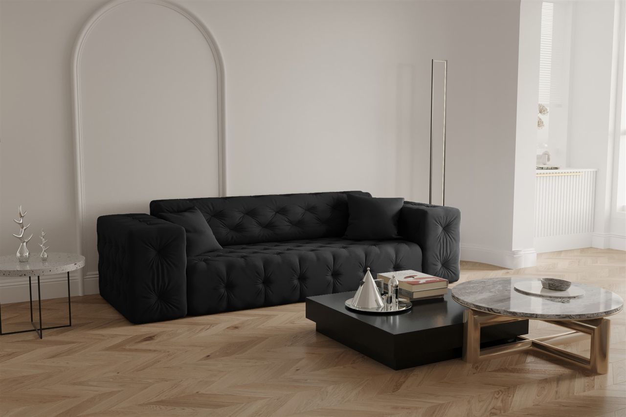 Sofa ersofa CHANTAL 3-Sitzer in Stoff Opera Velvet Schwarz