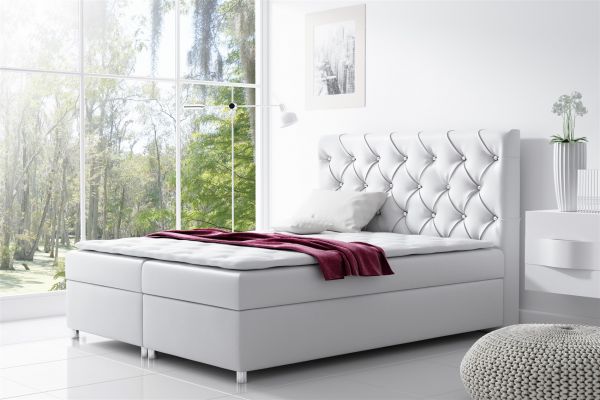 Boxspringbett Schlafzimmerbett DOLCE Kunstleder Weiss 200x200cm