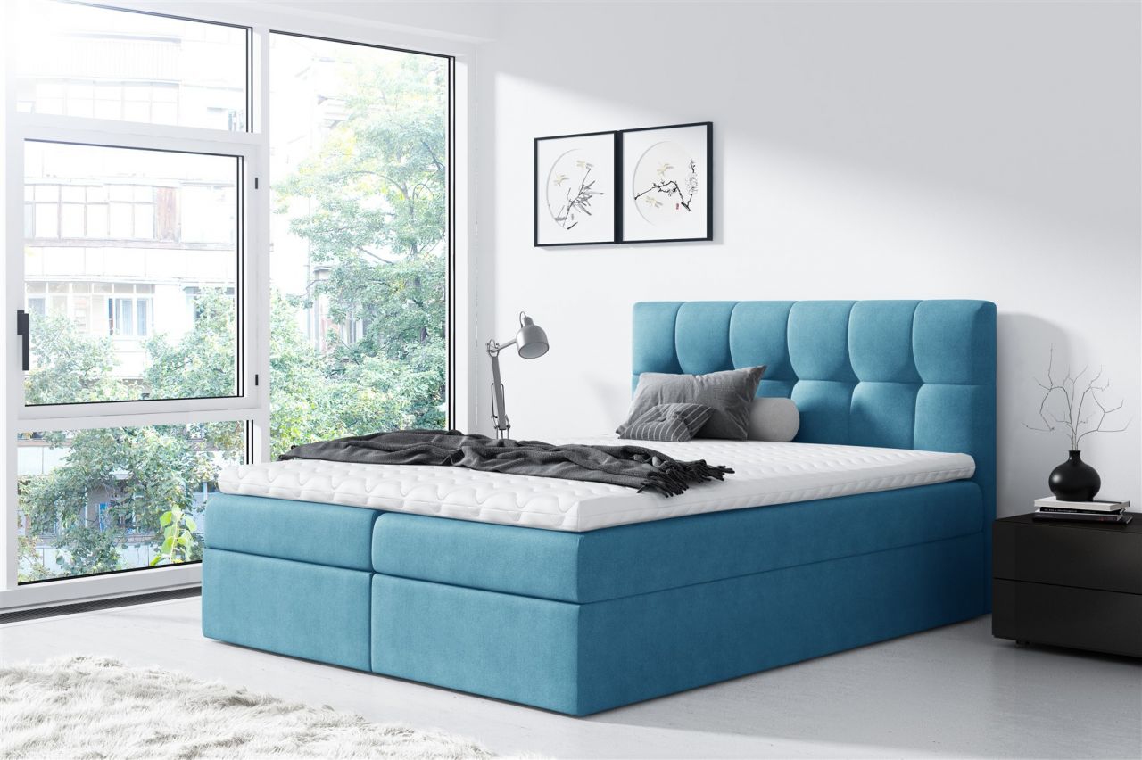 Boxspringbett Schlafzimmerbett CARMEN 160x220cm Hellblau