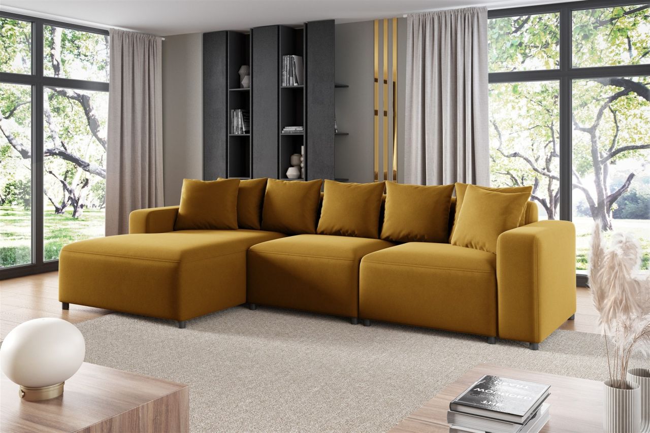 Ecksofa ersofa Sofa MEGAN in Stoff Salvador Honiggelb Ottomane Links