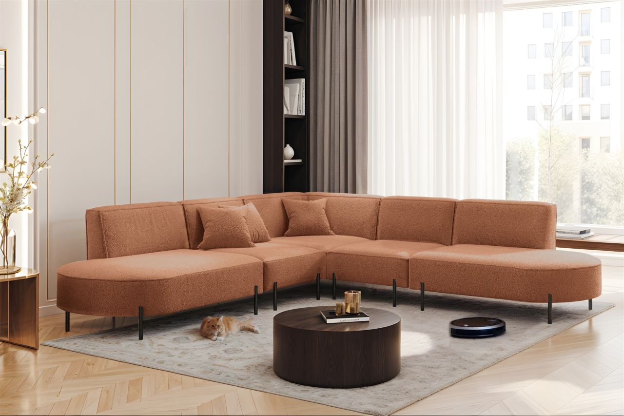 Ecksofa ersofa VALENCIA Stoff Quelle Ziegelbraun Universal