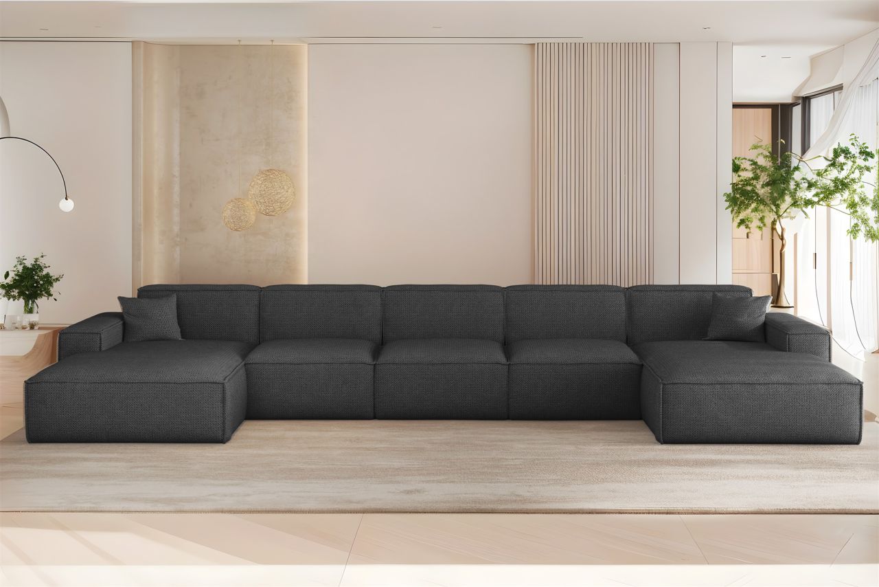 Wohnlandschaft Sofa U-Form CELES PREMIUM XL in Stoff Artico Anthrazit